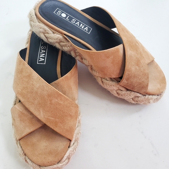 Sol Sana Shoes - SOL SANA Suede Leather Slip On Sandals Shoes Espadrilles